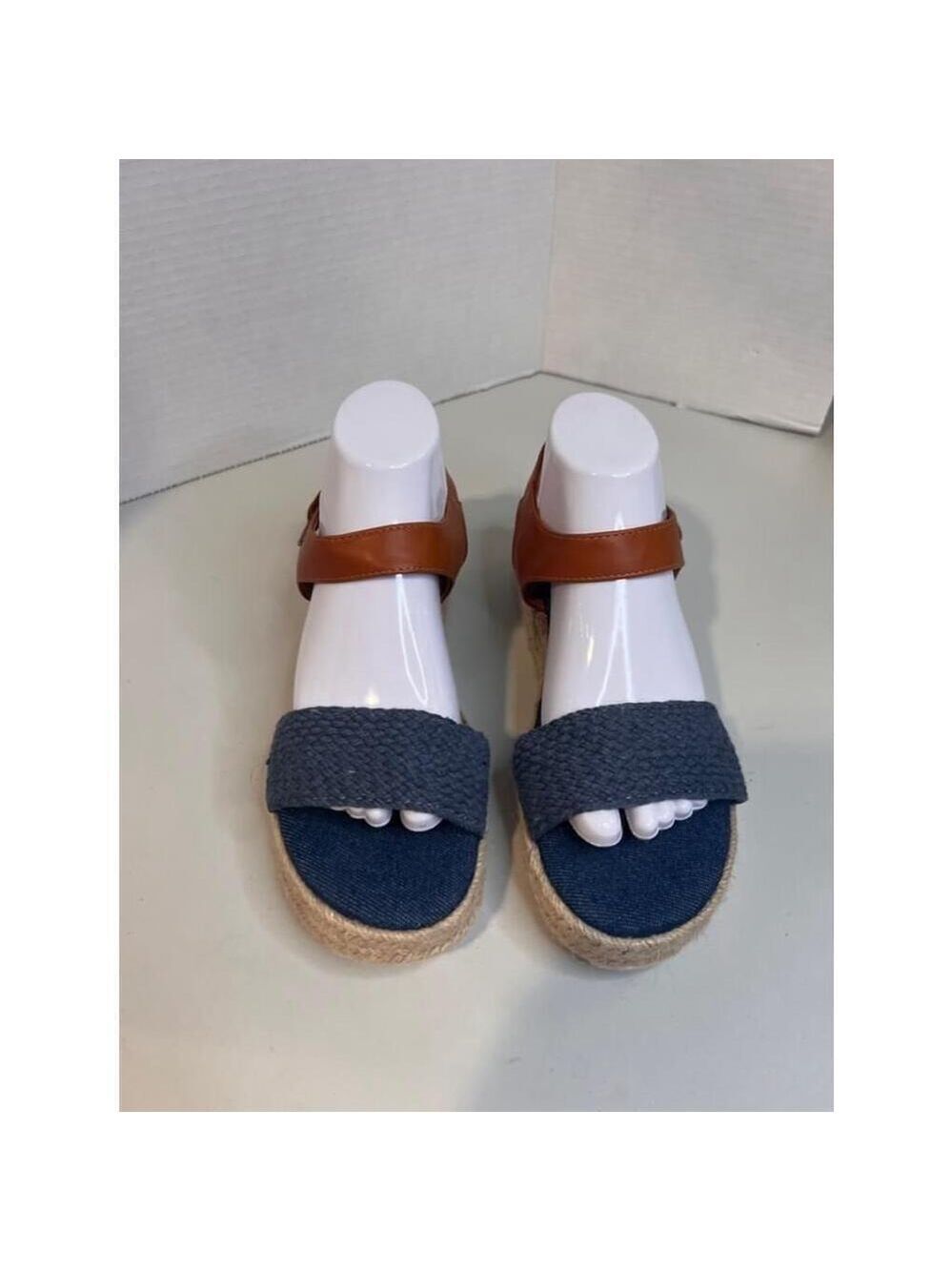 Olivia Miller Wedges Women's Blue and Brown Size 9